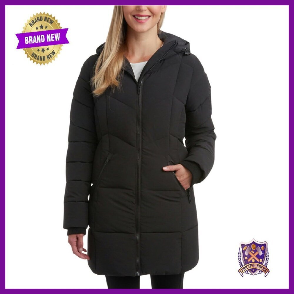 Long Puffer Coat Wind Water Resistant Hooded Quilted Jacket Women